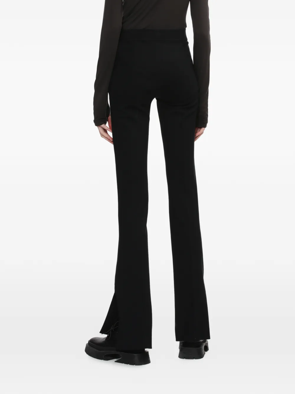 Helmut Lang Flared broek met ritsdetail Zwart