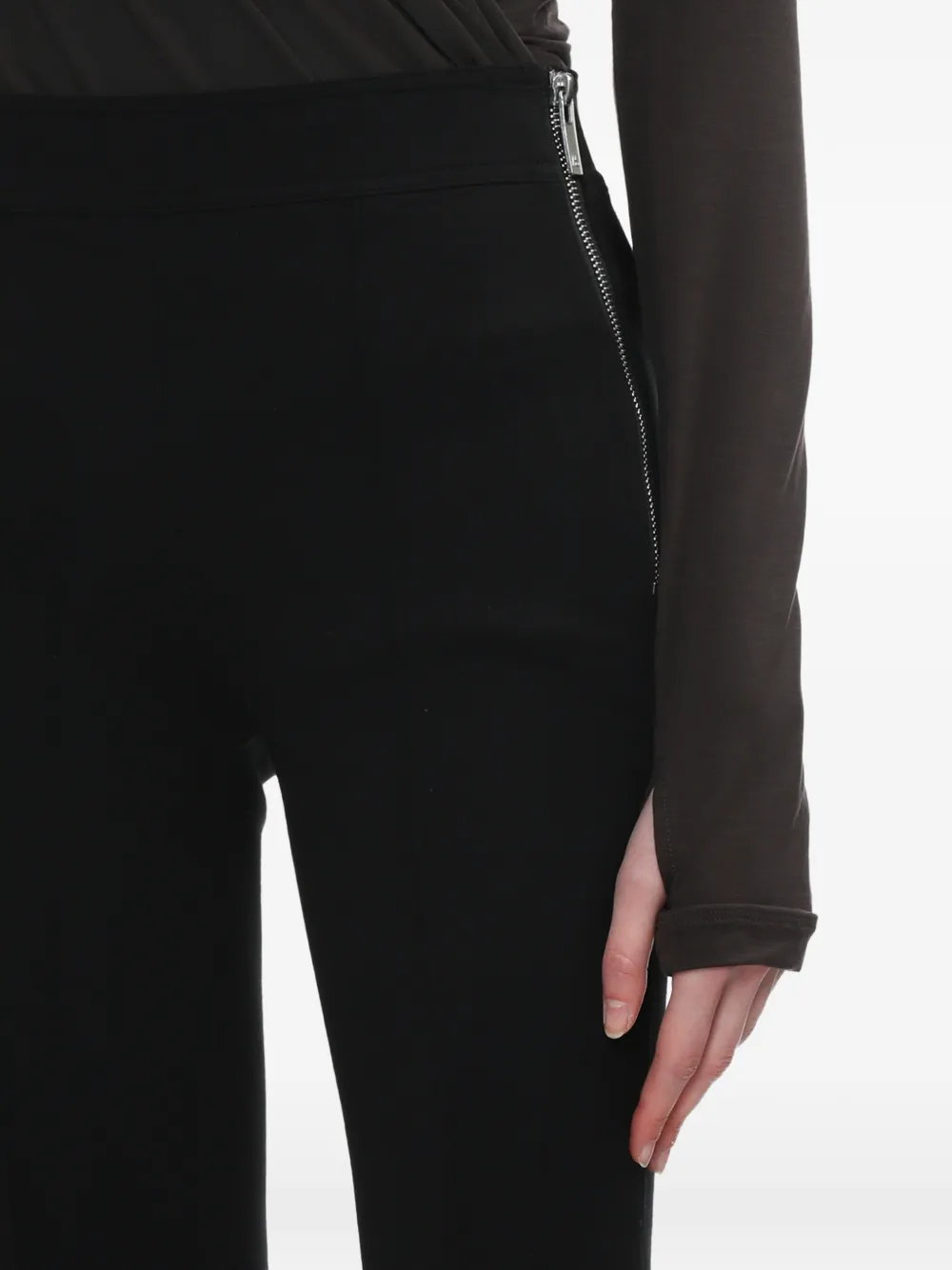 Helmut Lang Flared broek met ritsdetail Zwart