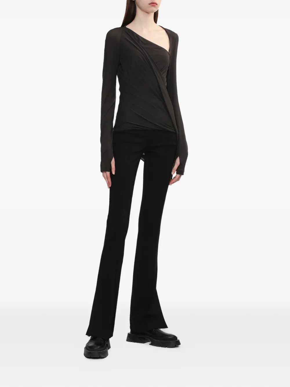 Helmut Lang zip-detail flared trousers - Zwart