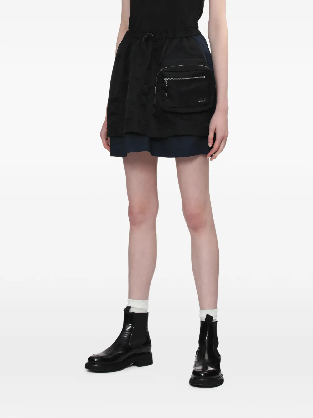  Toga Pocket-detail Drawstring Mini Skirt - Black 
