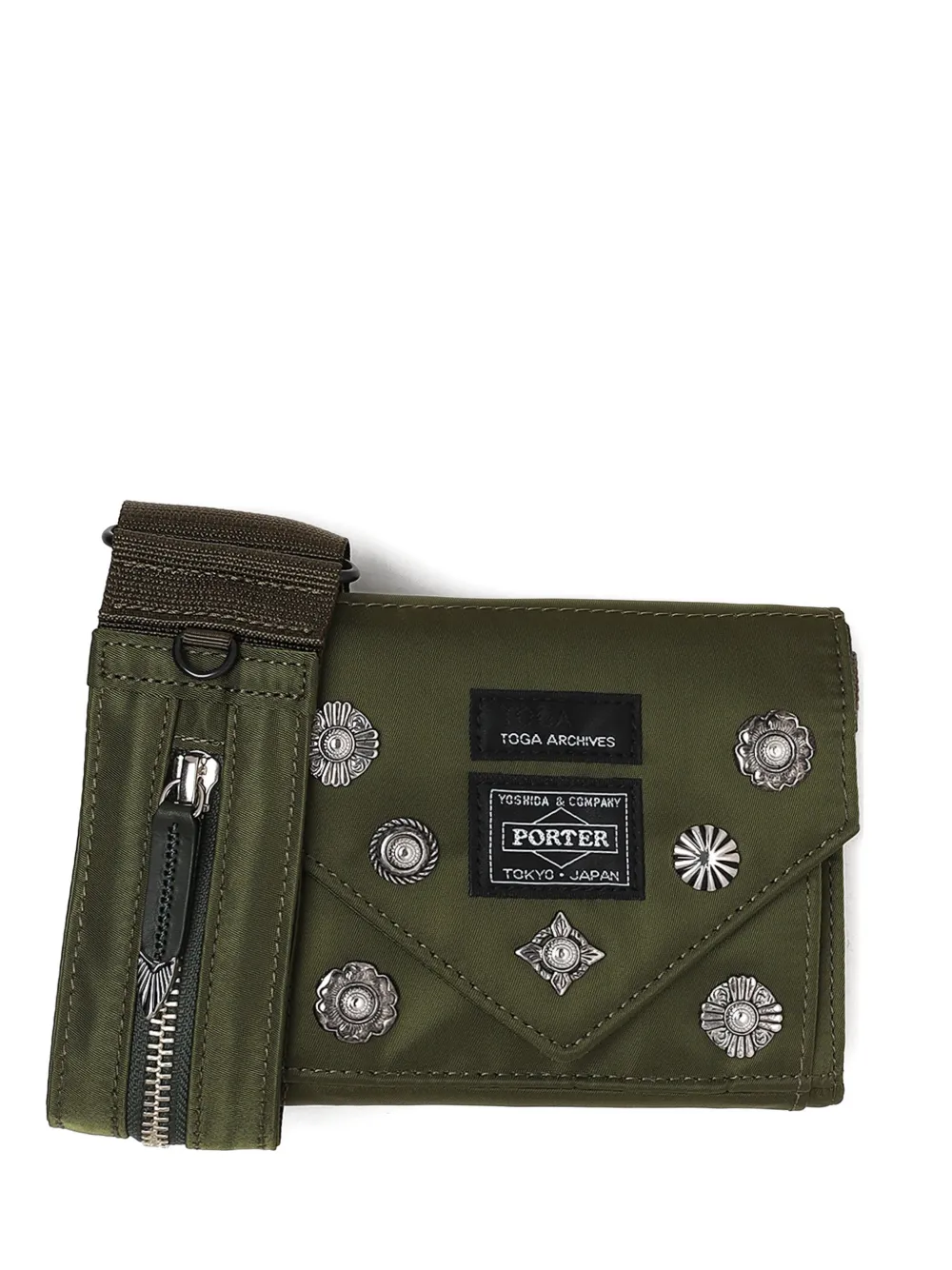 Toga stud-embellishments mini messenger bag - Verde