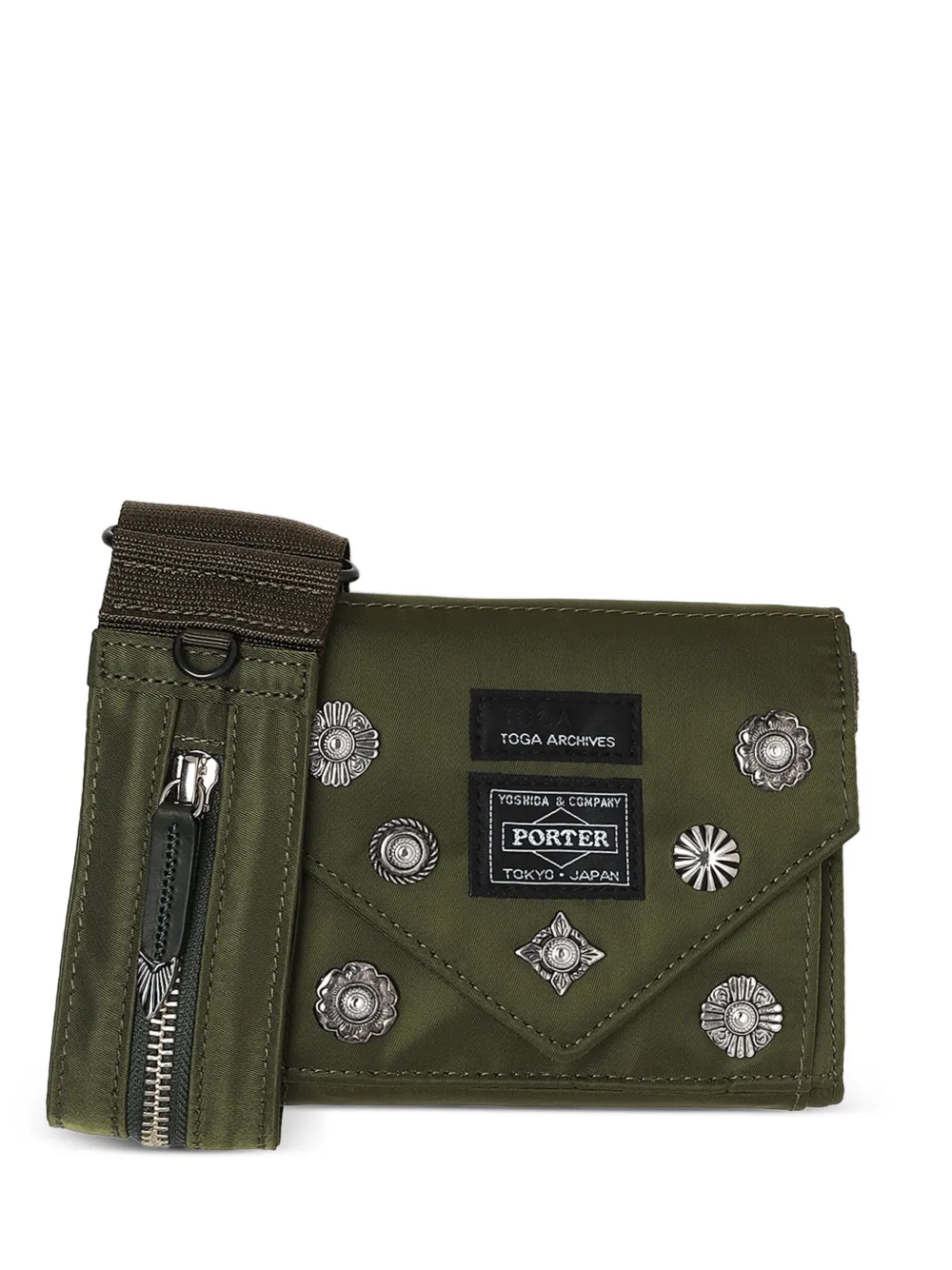 Toga stud-embellishments mini messenger bag - Verde