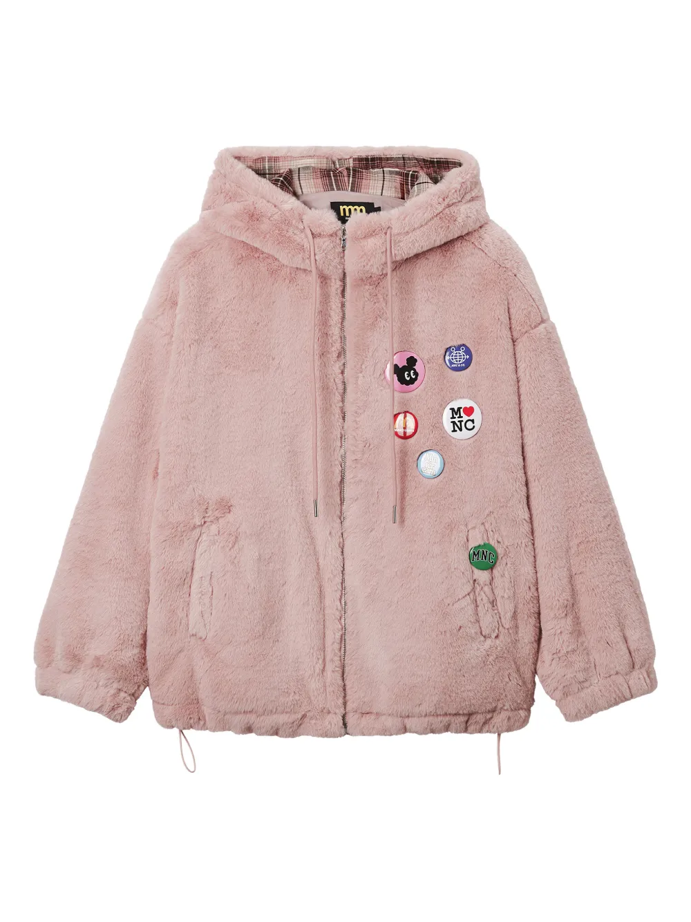 Mini Cream Hooded Appliqué Jacket In Pink