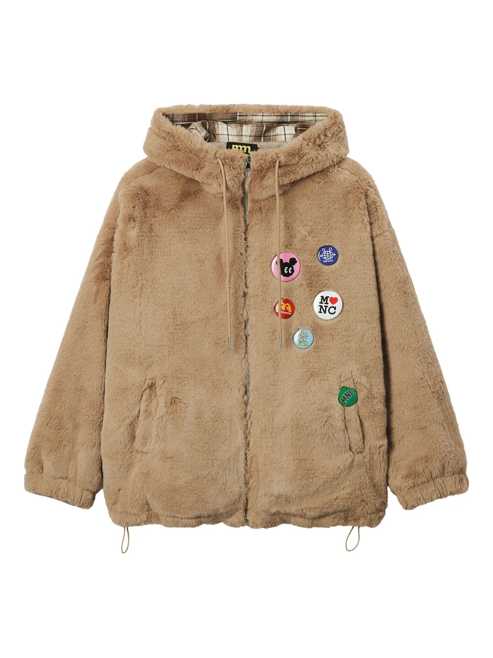 Mini Cream Hooded Appliqué Jacket In Neutral