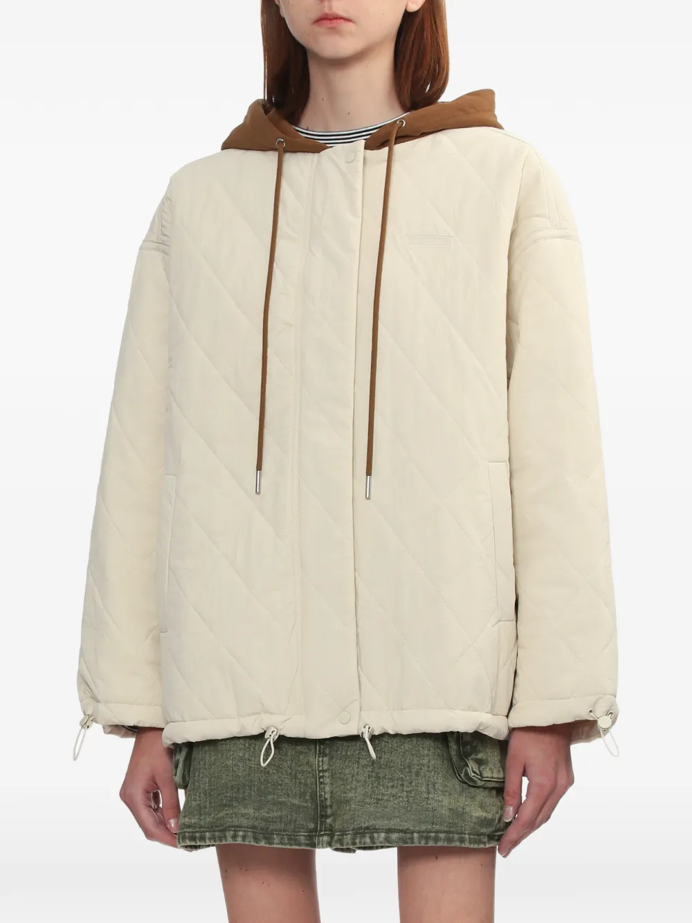  Mini Cream Hooded Quilted Jacket - Neutrals 
