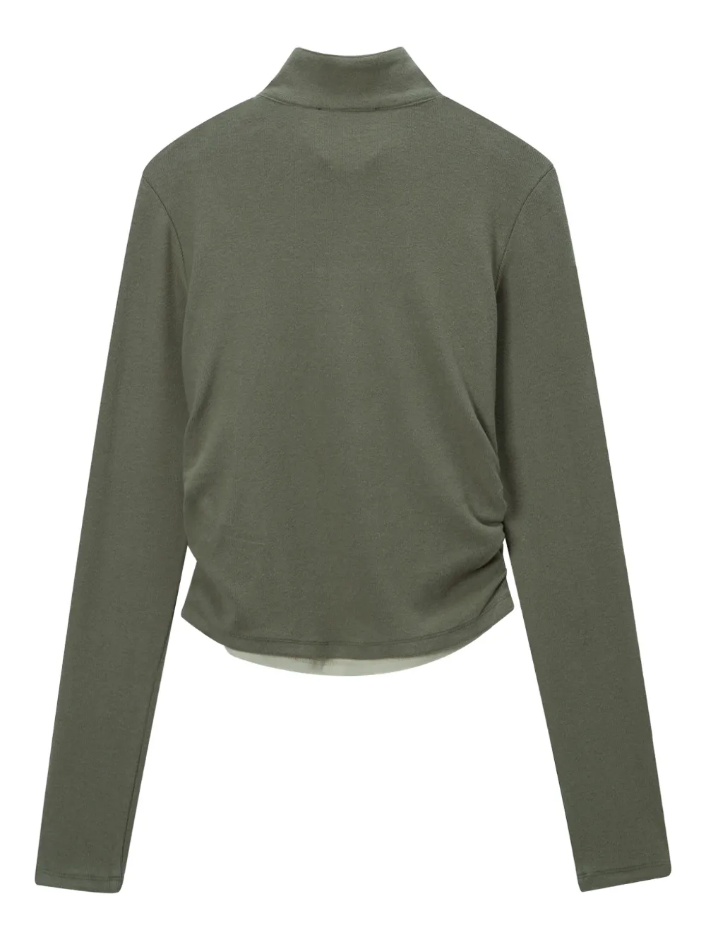 Mini Cream High-neck Ruched Sweater In Green