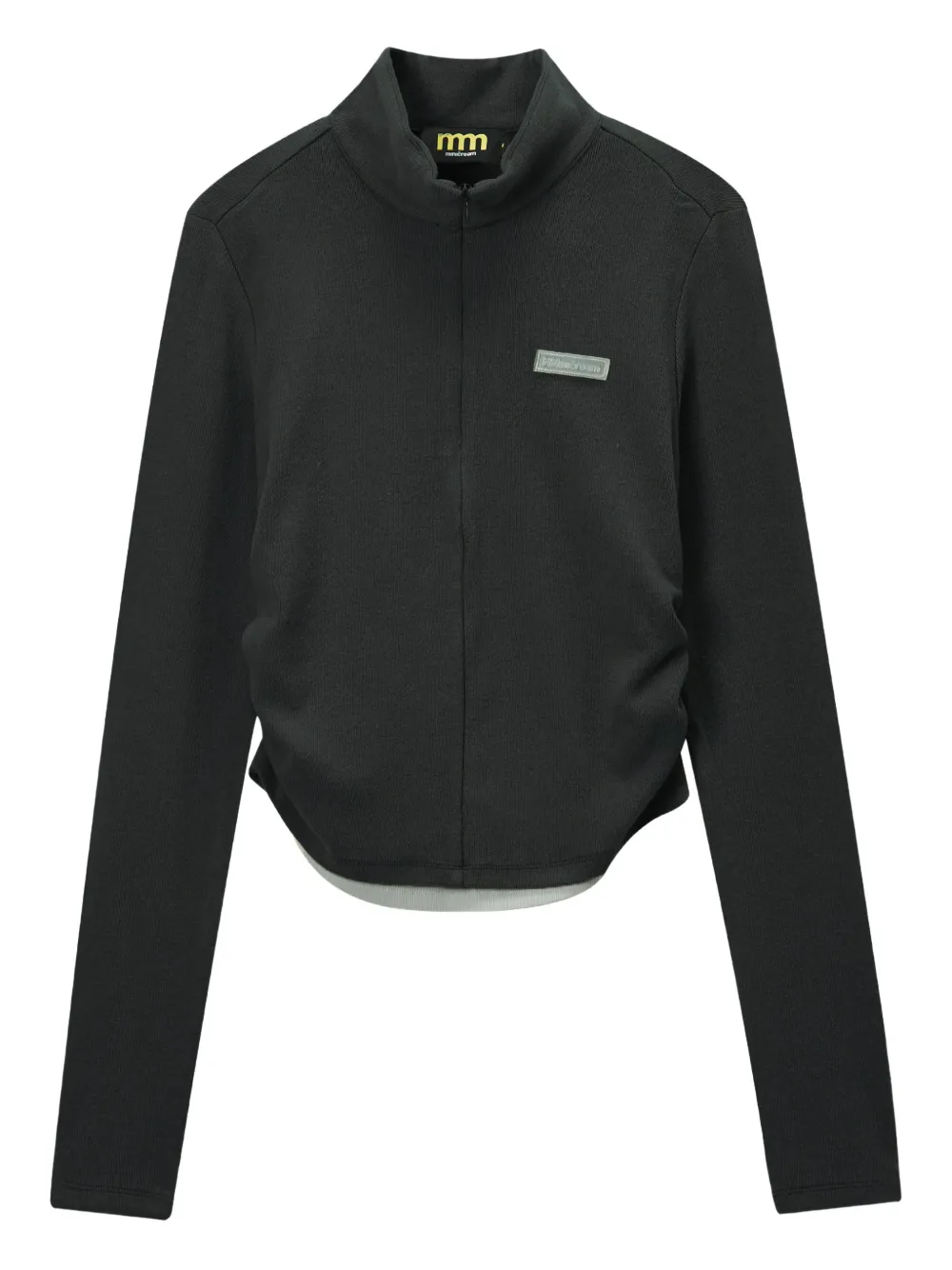 Mini Cream Ruched Long-sleeve Jacket In Black