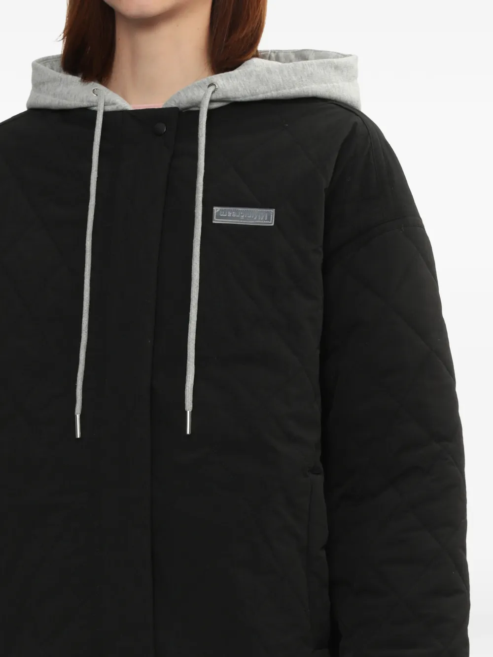 Mini Cream Hooded Quilted Jacket In Black