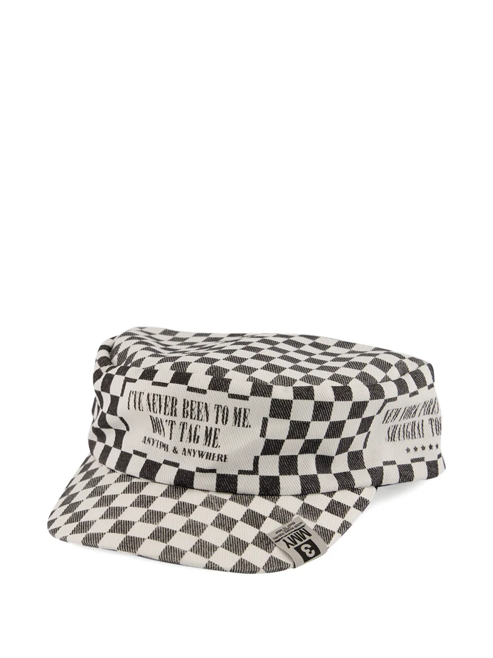 Maison MIHARA YASUHIRO checkerboard-print slogan-print cap - Toni neutri