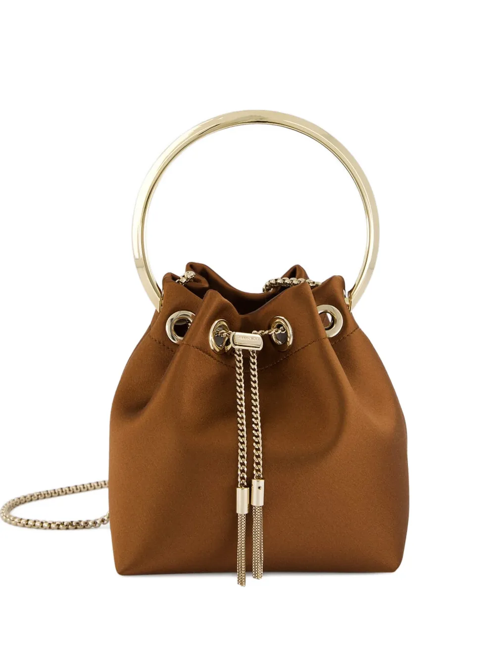 Jimmy Choo Bon Bon metal-handle bucket bag - Marrone