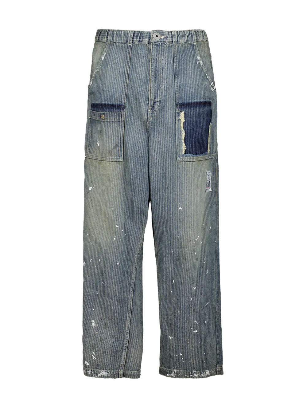 Maison MIHARA YASUHIRO stripe-pattern paint-splatter jeans - Blue