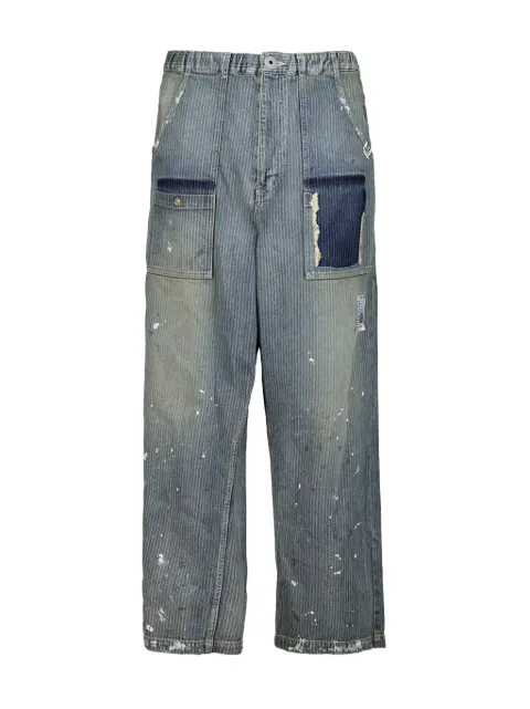 Maison MIHARA YASUHIRO stripe-pattern paint-splatter jeans