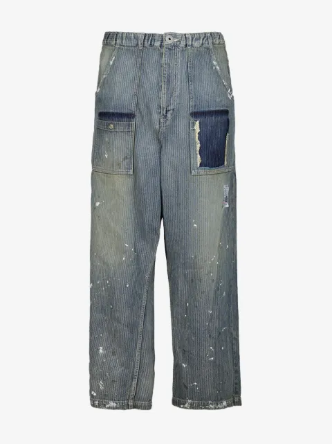 Maison MIHARA YASUHIRO stripe-pattern paint-splatter jeans