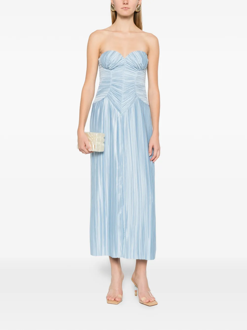 Cult Gaia Ashika ruched pleated gow dress - Blauw