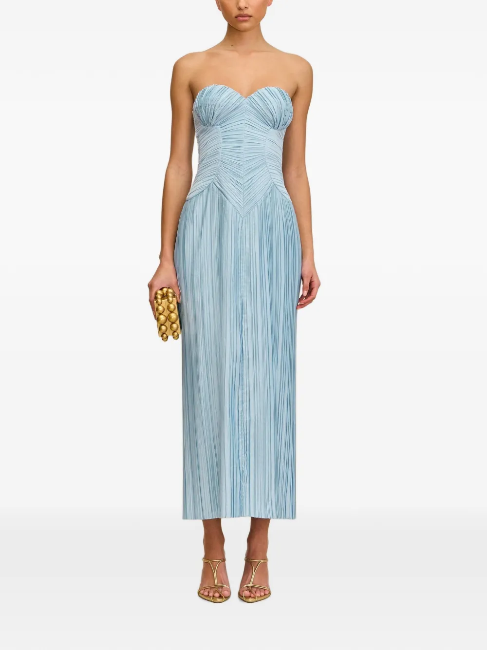 Cult Gaia Ashika ruched pleated gow dress - Blu