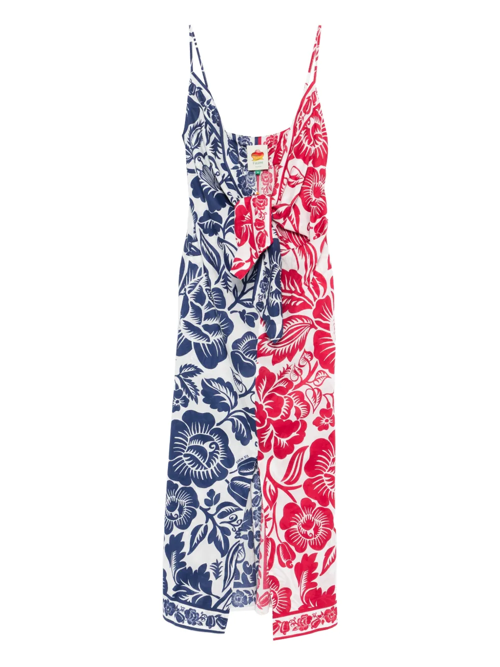 FARM Rio floral knot midi dress - Weiß