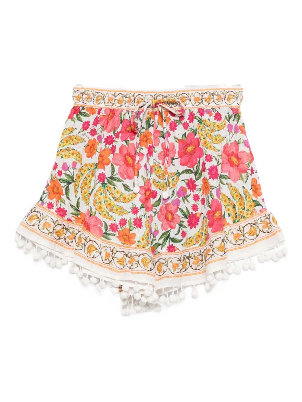 FARM Rio floral-print pom-pom shorts - Bianco