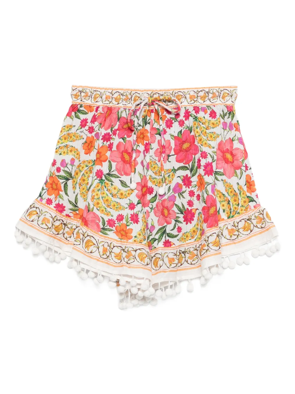 FARM Rio floral-print pom-pom shorts - Bianco