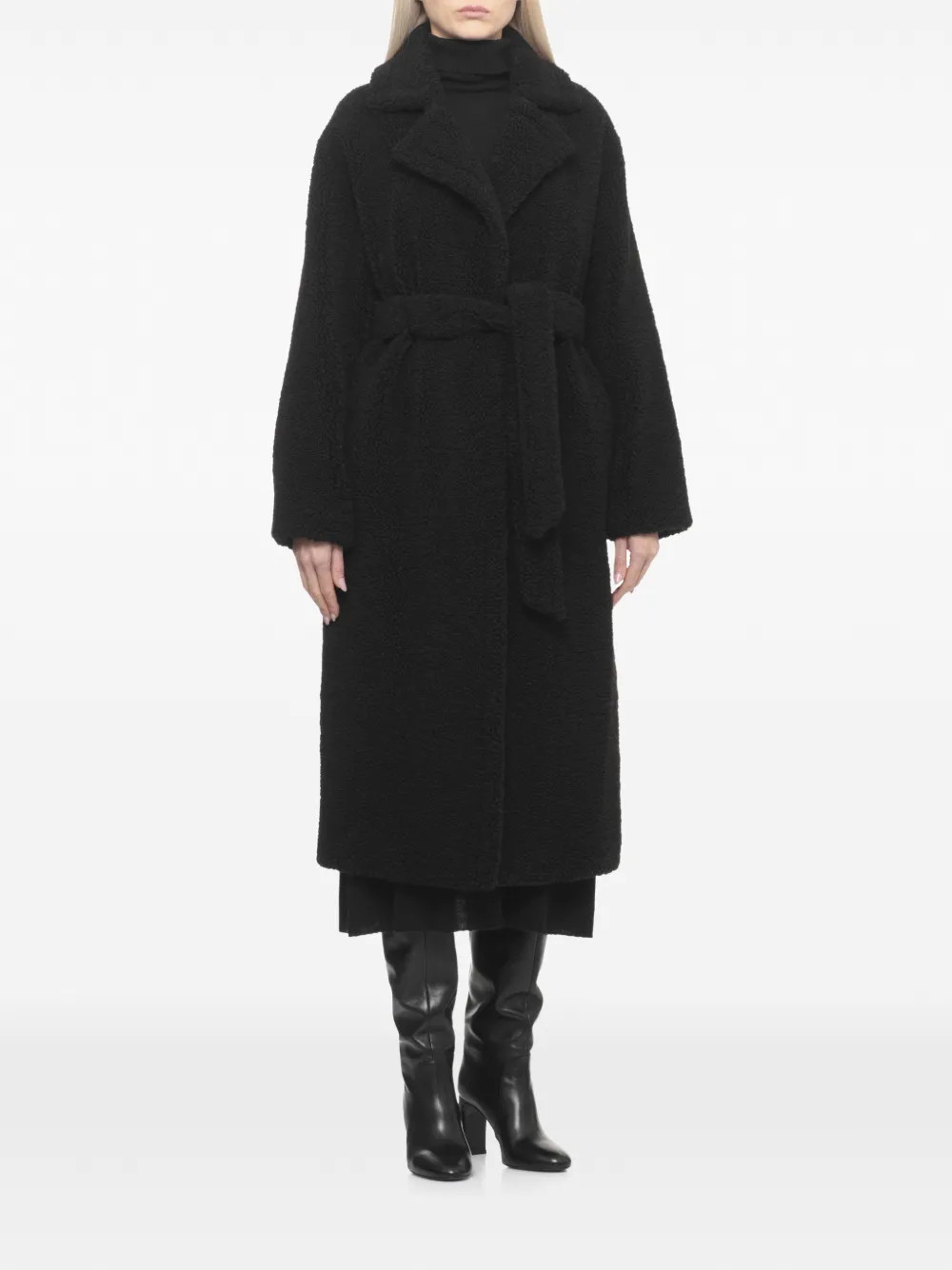 Betta Corradi peak-lapel belted coat - Zwart