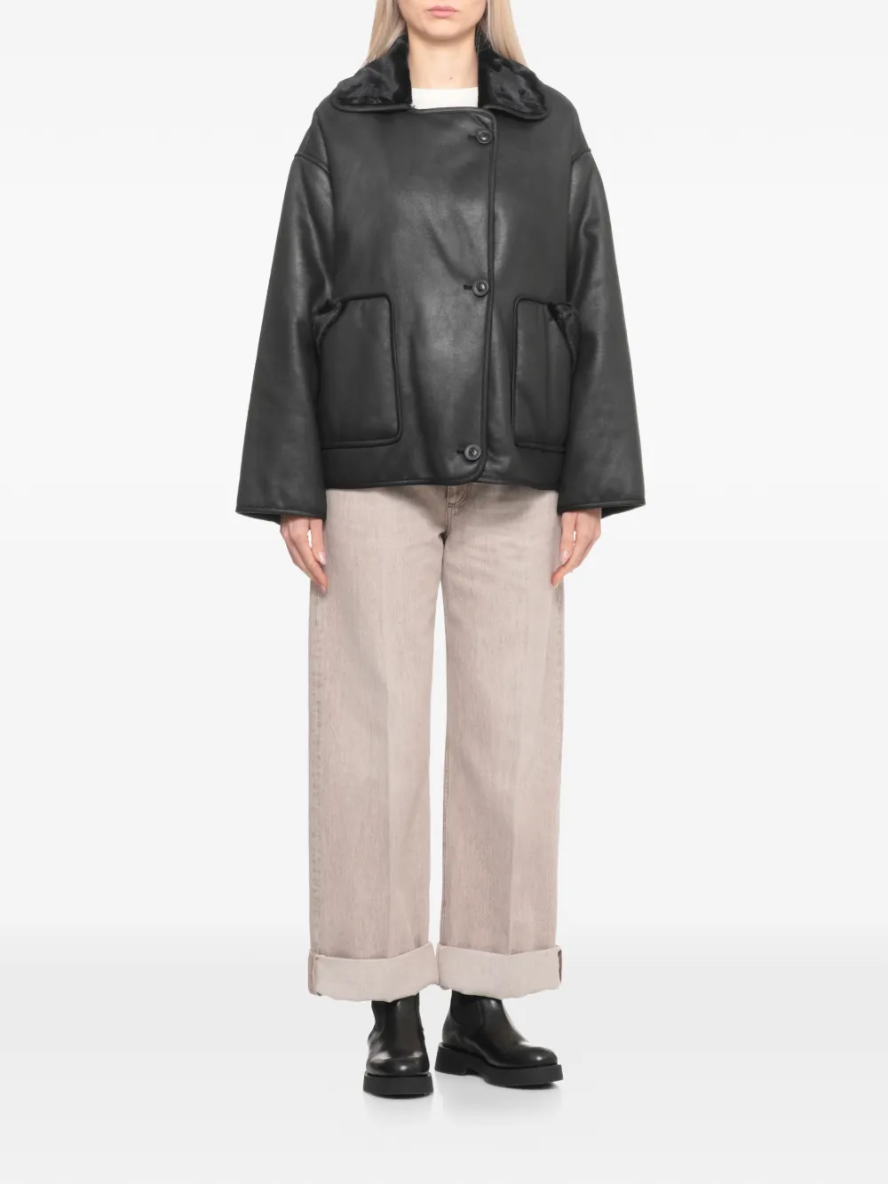 Betta Corradi fur-collar pocket coat - Zwart