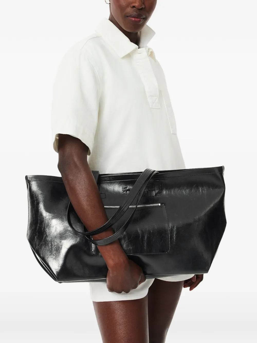 Lacoste Grote Lite Glossy shopper Zwart