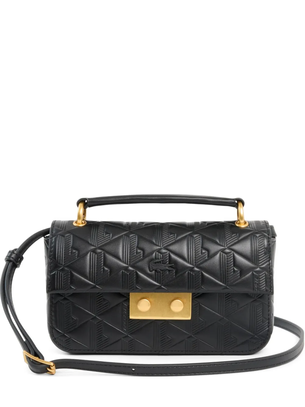 Lacoste embossed top-handle satchel - Nero