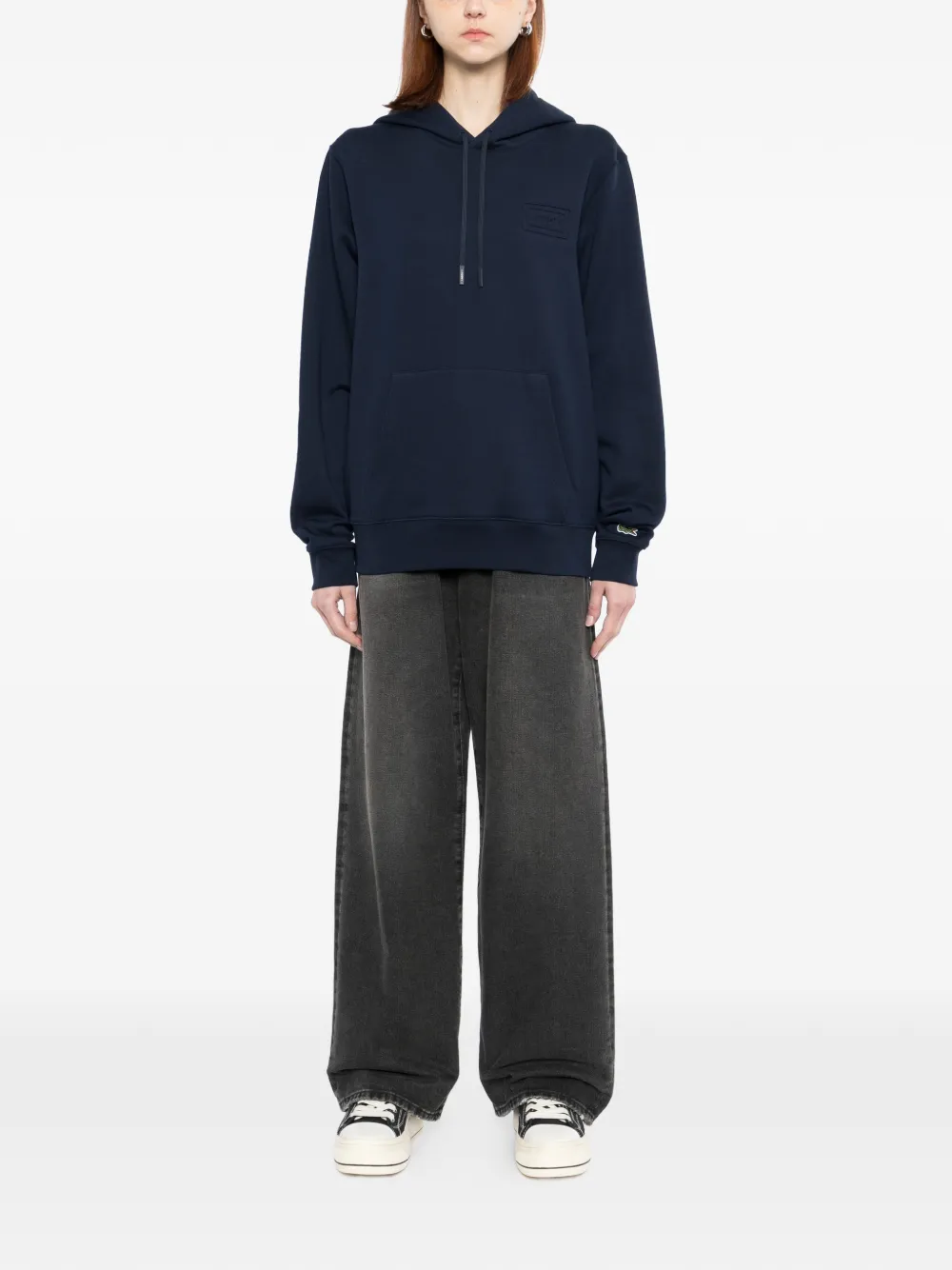 Lacoste Hoodie met geborduurd logo Blauw