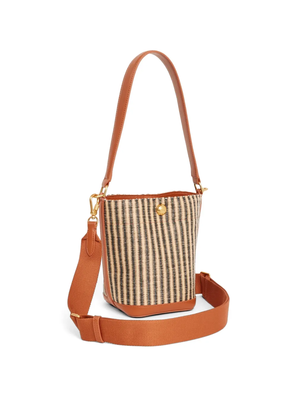 Lacoste Gestreepte bucket-tas met applicatie Beige
