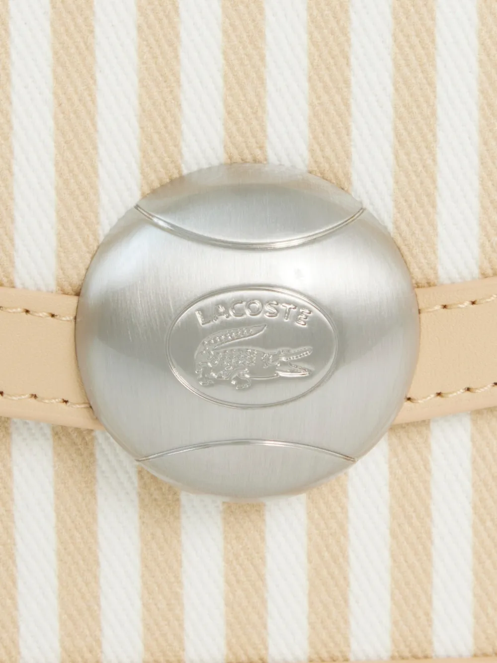 Lacoste Gestreepte schoudertas met applicatie Beige