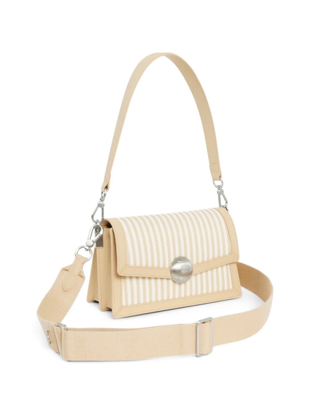 Lacoste Gestreepte schoudertas met applicatie Beige