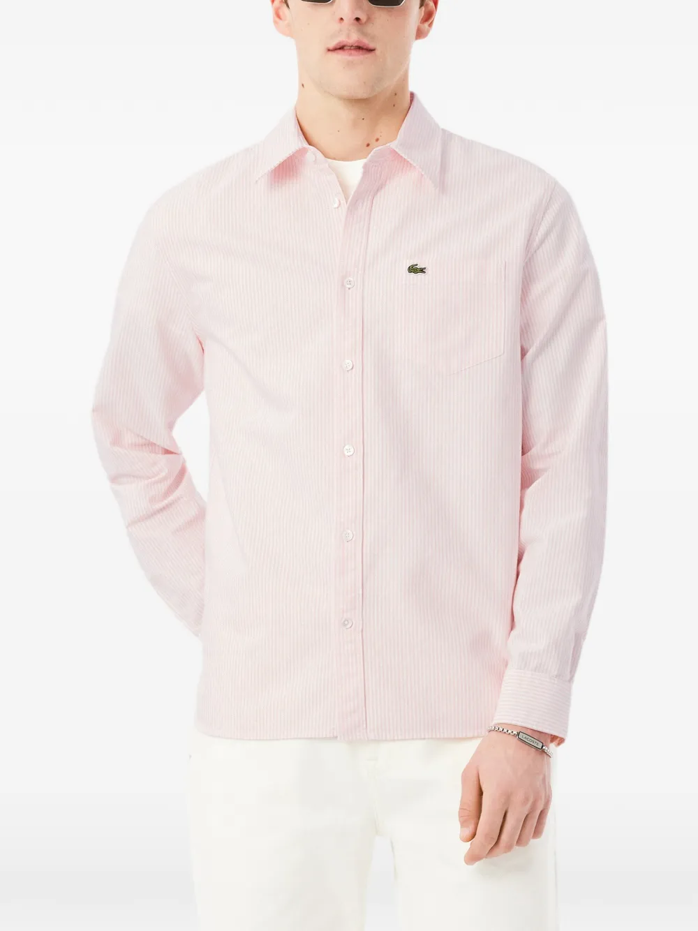 Lacoste Oxford striped long-sleeve shirt - Rosa