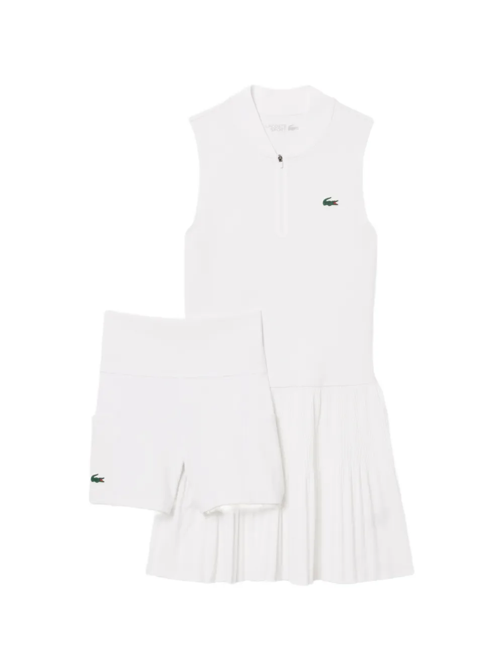Lacoste Abito midi smanicato plissettato - Bianco
