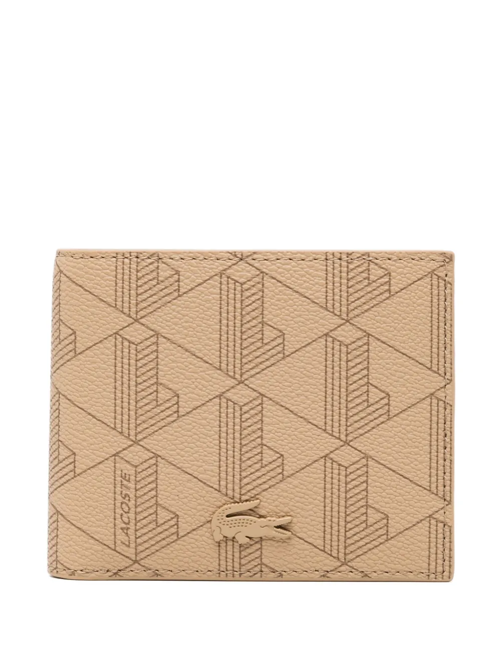 Lacoste small logo-patched monogram billfold - Nude