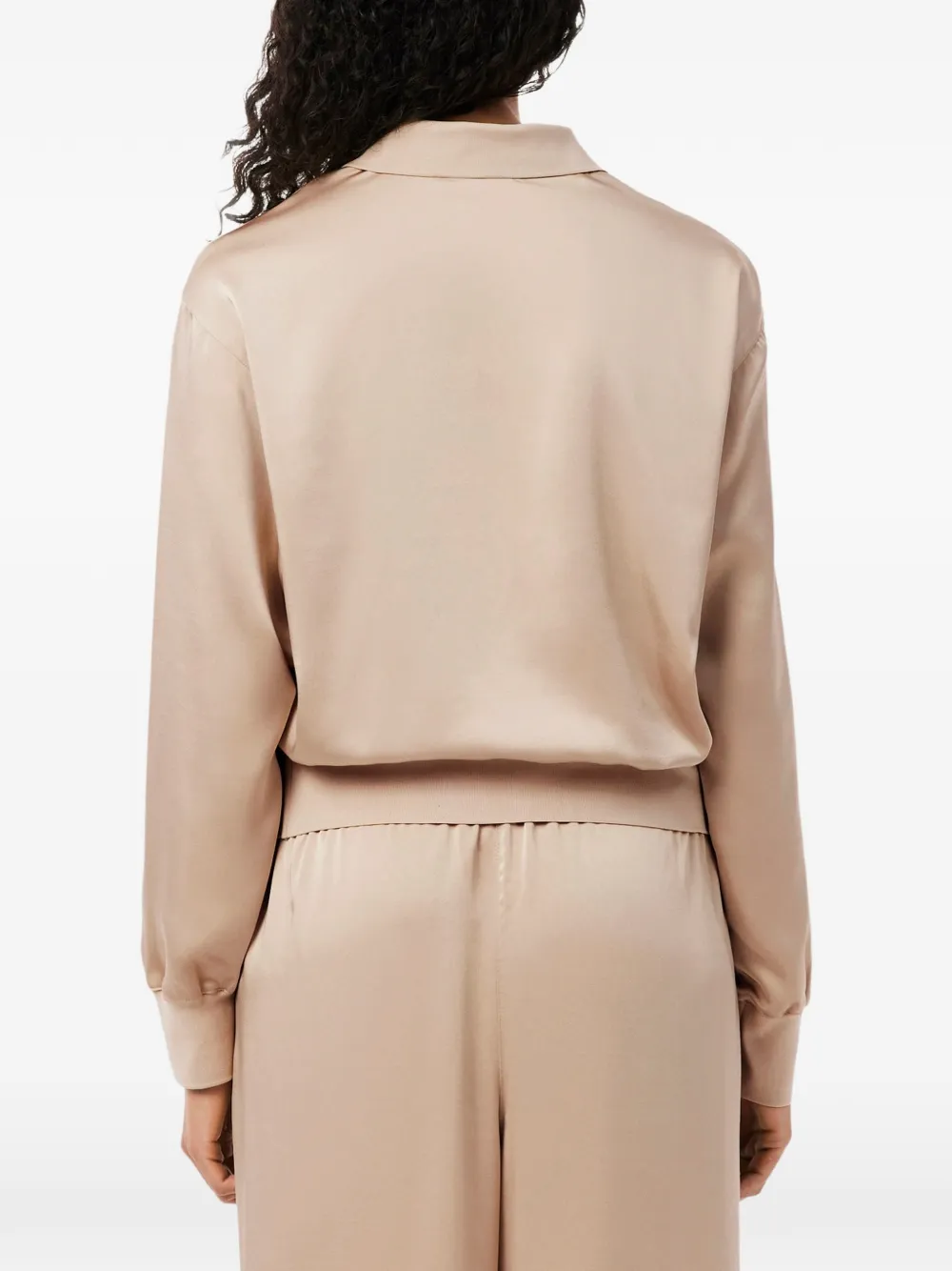 Lacoste Ruimvallende satijnen polotop Beige