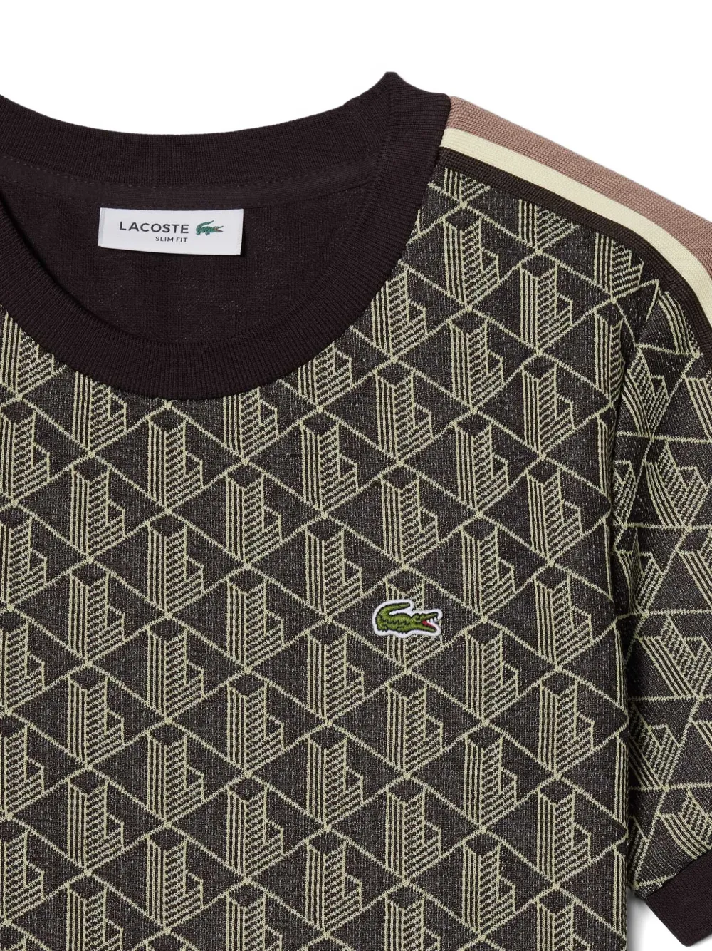 Lacoste Slim-fit T-shirt met monogram Bruin