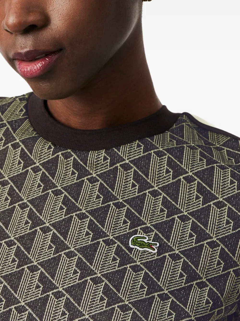 Lacoste Slim-fit T-shirt met monogram Bruin