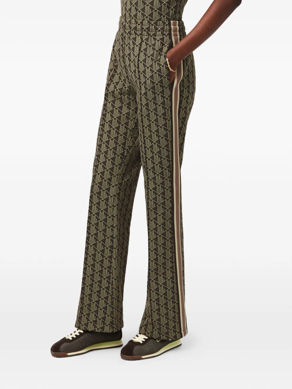  Lacoste Side-stripe Monogram Track Pants - Brown 
