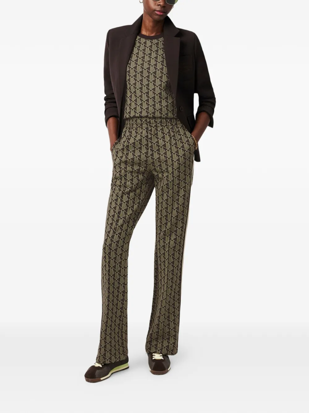  Lacoste Side-stripe Monogram Track Pants - Brown 