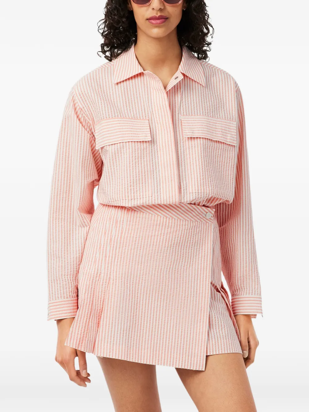 Lacoste striped seersucker shirt - White