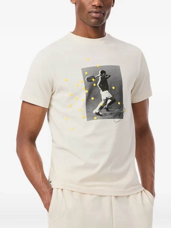 【ジョコビッチ着用モデル】LACOSTE Tシャツ Mサイズ Lacoste x Novak Djokovic graphic-print T-shirt | Neutrals