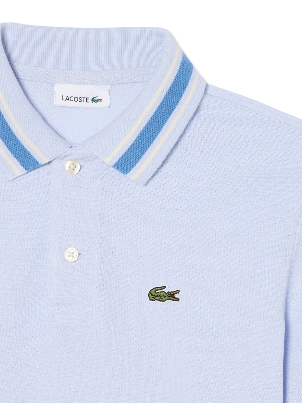 Lacoste Kids Poloshirt met logopatch en gestreepte afwerking Blauw