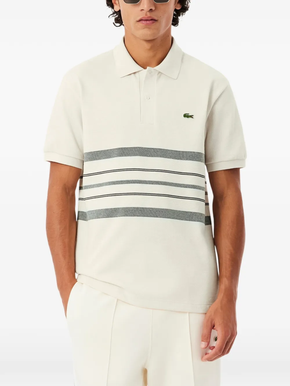 Lacoste Gestreept poloshirt Beige