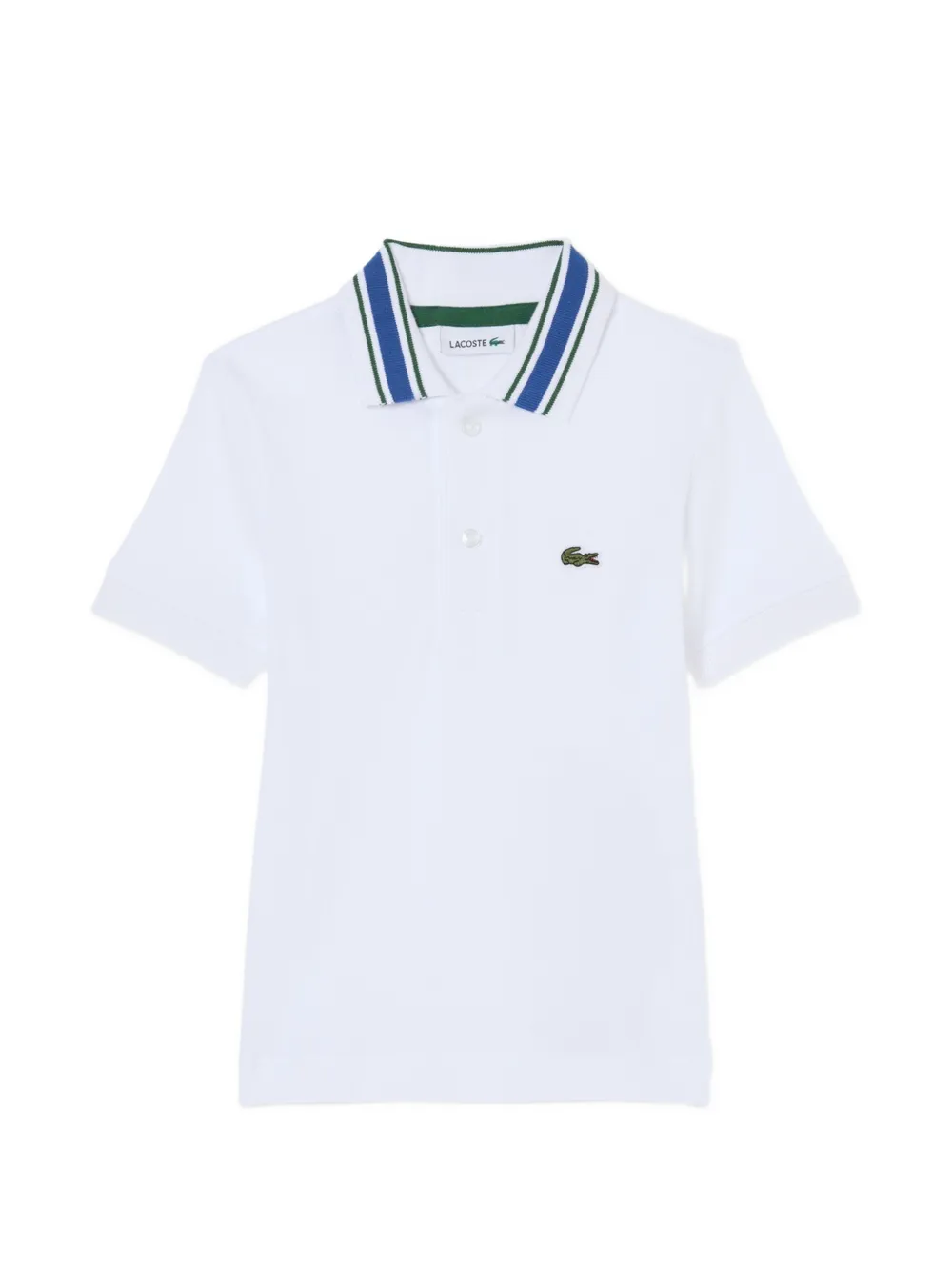 Lacoste Kids striped-collar piqué polo shirt - Bianco