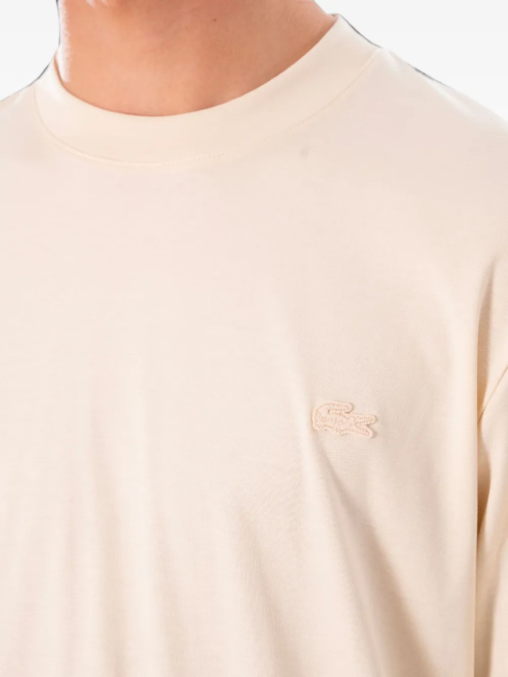 Lacoste Katoenen T-shirt met logopatch Beige