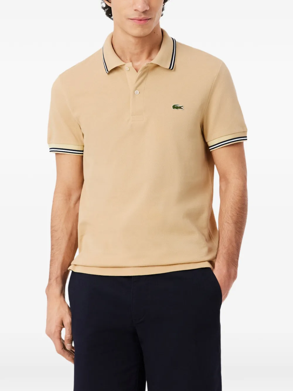 Lacoste Poloshirt met geborduurd logo Beige