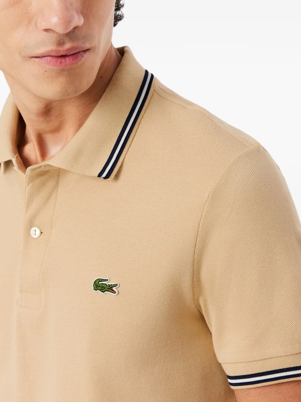 Lacoste Poloshirt met geborduurd logo Beige