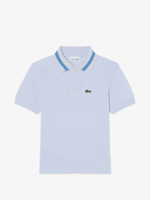 Lacoste striped-collar logo-patch polo shirt