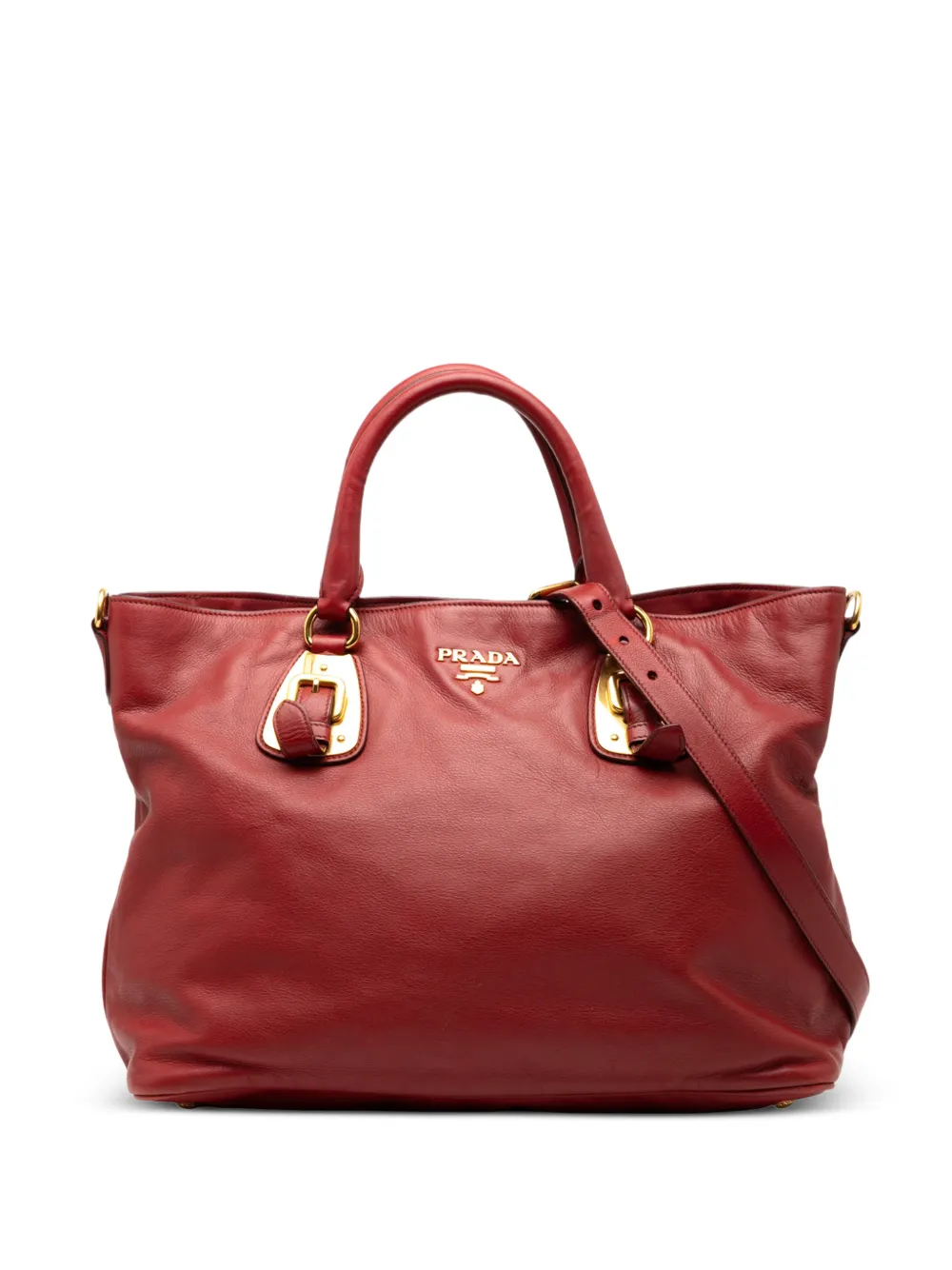 Prada Pre-Owned 2013-2025 Soft Calfskin Open Convertible Shopping Tote satchel | Red | Image 1