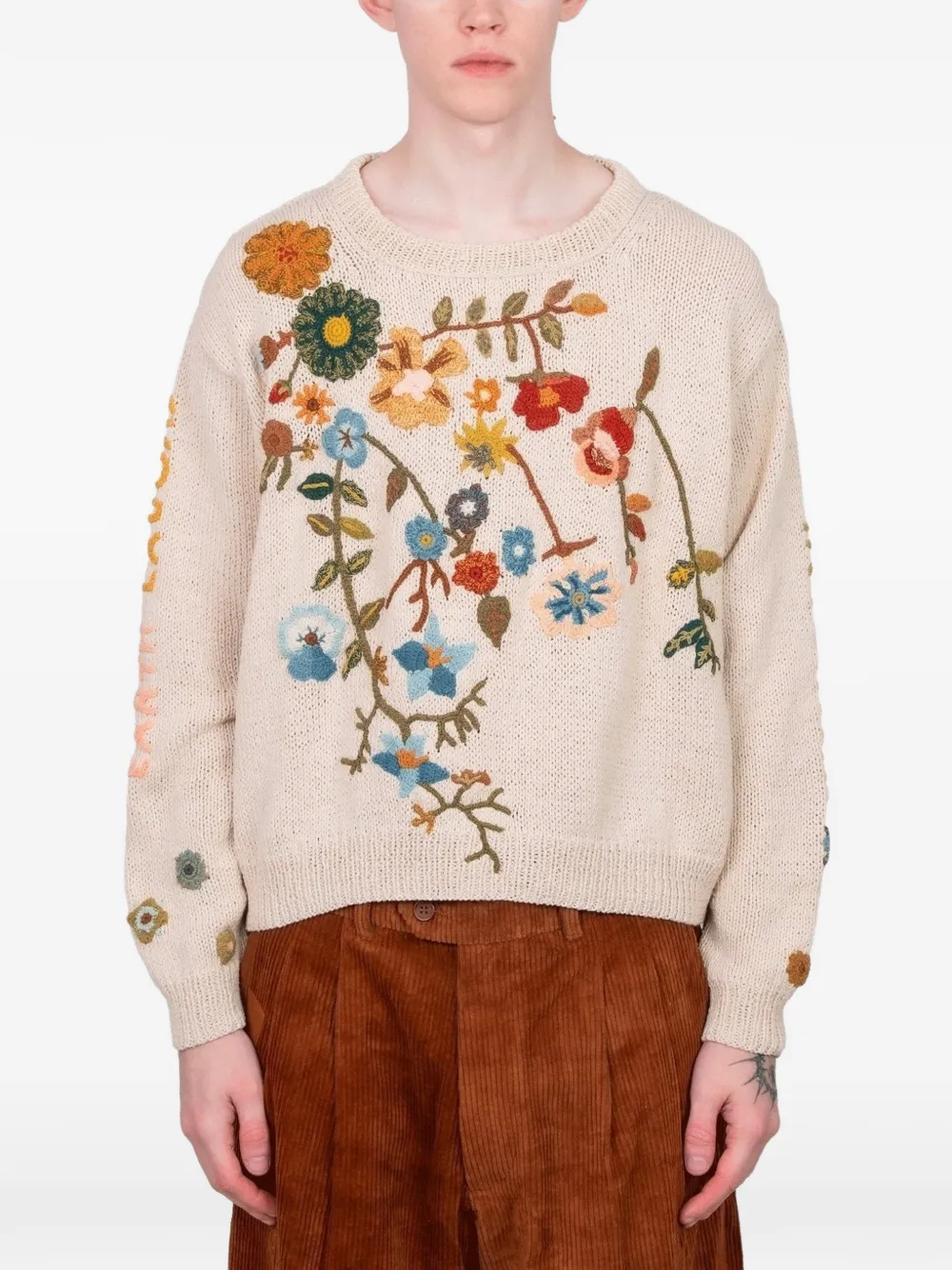 STORY mfg. Piper floral embroidered sweater | Neutrals | Image 1