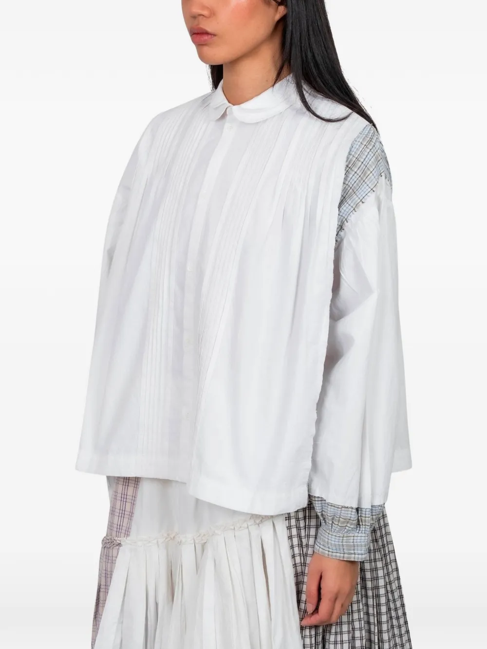 STORY mfg. patchwork-detail shirt - Wit